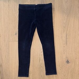 Navy Blue Striped Corduroy Kids Leggings